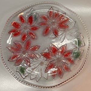 Vintage WP&G 14” Christmas Poinsettia Serving Plater with Original Box